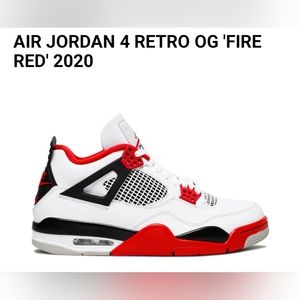 Air Jordan retro 4 og fire red 2020 Size 12 men DS (Dead stock)